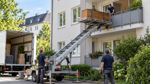 Möbeltaxi Dortmund nutzt einen Möbelaufzug am Wohnhaus