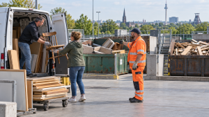 Alte Möbel werden auf einem Dortmunder Recyclinghof entladen