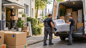 Möbeltaxi Dortmund lädt Möbel und Umzugskartons in den Transporter