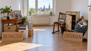 Hausrat ist für Behalten und Entsorgen getrennt sortiert
