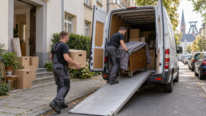 Möbeltaxi Dortmund lädt Möbel und Kartons in den Transporter